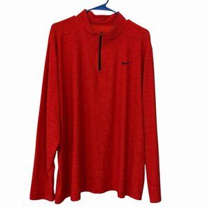 Nike Mens Red Long Sleeve Dri Fit Pullover Sz XXL Performance Athletic Golf